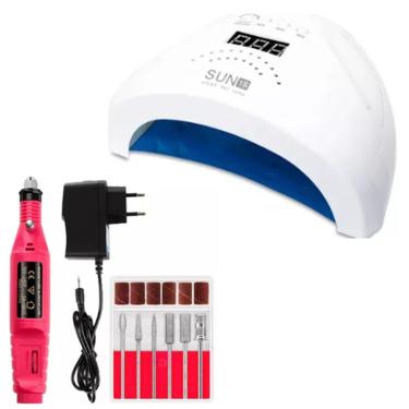 Imagem de Kit Manicure Cabine 48w e Lixa  alongamento de fibra