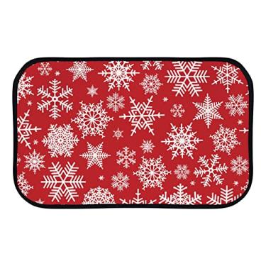 Imagem de DreamBay Tapetes de Natal flocos de neve brancos em vermelho tapetes de chão 60 x 40 cm tapete anti-fadiga tapete de pé interior ao ar livre capacho de entrada antiderrapante