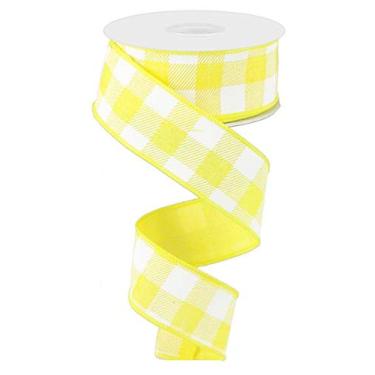 Imagem de Fita xadrez com borda xadrez com fio - 10 jardas (amarelo, branco, 3,8 cm)