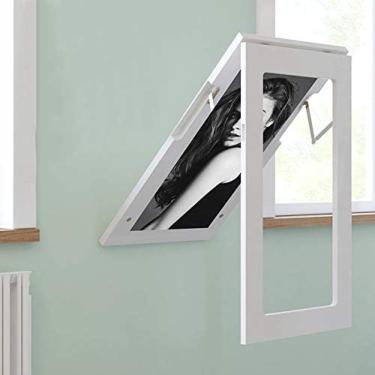 Imagem de Mesa Dobrável De Parede Suspensa, Mesa De Jantar De Cozinha Branca/preta, Mesa De Computador De Madeira Maciça, Mesa De Cozinha, Multifuncional, Com Gaveta De Armazenamento,Branco-90 * 60cm,Striking