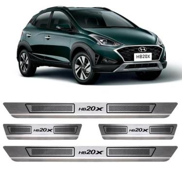 Imagem de Kit Soleiras De Porta De Aço Inox Escovado Hyundai Hb20x Acessorios -