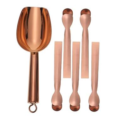 Imagem de HEMOTON 1 Conjunto Conjunto De Pá De Gelo Pinças De Servir Pinças Para Churrasco Pequena Colher De Gelo Colheres De Grãos De Café Pinças De Bufê Aço Inoxidável Sais De Banho Comida