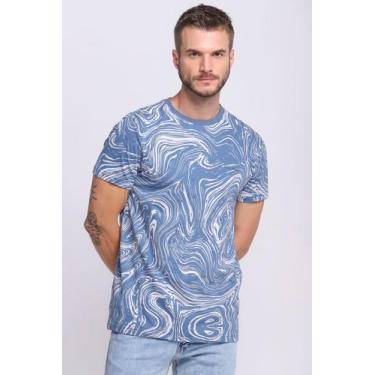 Imagem de Camiseta Masculina Malha Collection Ondulações Polo Wear Azul Claro