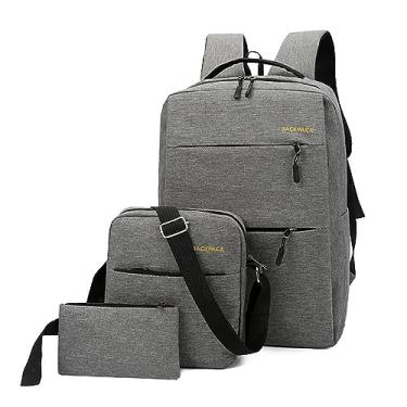 Imagem de Mochila para laptop, 3 em 1 bolsa mensageiro masculina pastas de negócios cabe em bolsas de ombro para laptop de 15,6 polegadas, Cinza, Assuntos comerciais