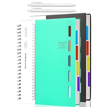 Imagem de Yoment Pacote com 2 cadernos com 5 matérias, 21 x 28 cm, caderno espiral grande com divisores e abas, caderno espiral de capa dura, cadernos pautados para faculdade, multidisciplinas para estudantes