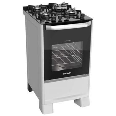 Imagem de SUGGAR FOGÃO BEST GRILL BRANCO 220V MESA DE VIDRO 4 BOCAS GRILL NO FORNO TRIPLA CHAMA TREMPES FERRO FUNDIDO FGV407BR2