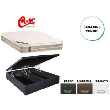 Imagem de Conjunto Cama Box Baú King + Colchão Castor De Molas Premium Tecnopedi