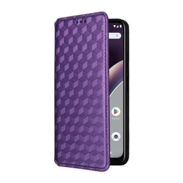 Imagem de Capa compatível com ZTE Nubia Red Magic 9 Pro Plus, design de carteira com compartimento para cartão. Padrões estereoscópicos. Capa suportável - roxa