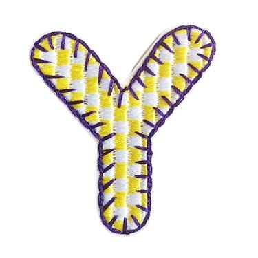 Imagem de 5 Pçs Patches de letras de chenille adesivos de ferro em remendos de letras universitárias com glitter bordado patch costurado em remendos para roupas chapéu camisa bolsa (Muticolor, Y)