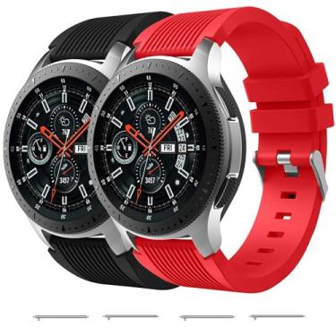 Imagem de Nacorulu Pulseira de silicone compatível com Samsung Galaxy Watch de 46 mm/Galaxy Watch 3 de 45 mm/Gear S3 Classic/Gear S3 Frontier, pulseira de silicone para relógio inteligente de 22 mm (pacote com