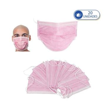 Imagem de Kit 20 Máscaras Descartáveis Tripla Camada Rosa Claro - Mascara