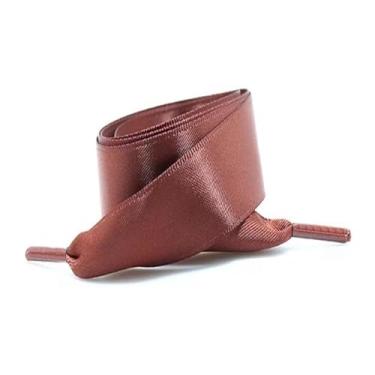 Imagem de Silk Satin Shoelaces Width Ribbon Flat Laces Women Boots Sneakers Shoelace Shoe Accessories (Color : Brown, Size : 100cm)