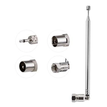 Imagem de POBADY Kit de antena de rádio telescópica FM conector macho tipo F de 75 Ohm, antena de rádio DAB com 7 seções de 75,5 cm/29,7 pol. para receptor estéreo de rádio AM FM