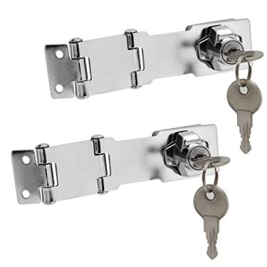 Imagem de Augiimor 2 peças de fechaduras de ferrolho com chave de três dobras de 8,14 cm, fecho de travamento com chave, trava de segurança de aço inoxidável para armários, porta (prata)