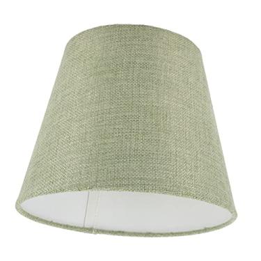 Imagem de Abajur de tecido Abajur de linho verde para mesa/chão/pendente Luz Tecido rústico Abajur de mesa Abajur Mosquetão Travamento de parede vintage Substituição vertical Ferro forjado E14 / 2531 (Colo