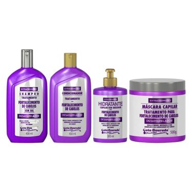Imagem de Kit Gota Dourada Desamarelador Cond + Shampoo + Creme + Mascara