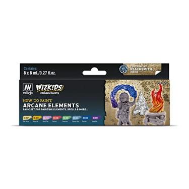 Imagem de Vallejo - Wizkids | Elementos Arcanos | Conjunto de tintas premium de jogos de guerra de modelagem | Ideal para efeitos mágicos e elementares como feitiços, fogo, água e mais | Contém 8 frascos x 8 ml