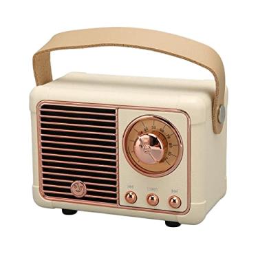 Imagem de gernie Alto-falante Bluetooth retrô, alto-falante vintage sem fio, Bluetooth 5.0, som estéreo, alto-falante HiFi, modos de reprodução, pequeno e conveniente, para casa, viagem, exterior (amarelo)