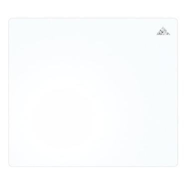 Imagem de Lovicool Mouse pad de vidro para jogos, superfície ultra-suave, design de redução de ruído, resistente a impactos e arranhões, tapete de mouse para jogos de vidro temperado 9H, 39,9 x 45 cm - branco