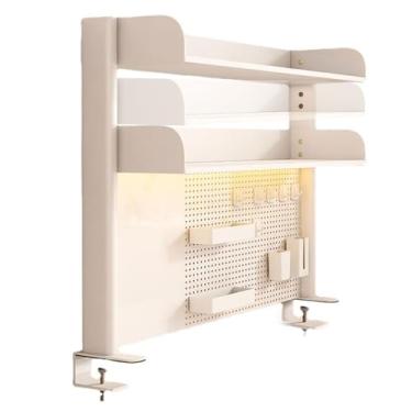 Imagem de Prateleira organizadora de mesa com fixação, extensor de mesa, suporte para pendurar acima ou embaixo da mesa com bandeja de armazenamento ajustável e ganchos
