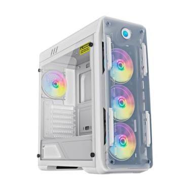 Imagem de Gabinete Gamer GAMEMAX White Optical G510 WT DBB - Totalmente Branco com 3 Fans ARGB e Controladora, Lateral em Vidro e Frente em Acrílico, Suporta E-ATX/ATX/mATX/ITX, com Filtro Anti-Poeira