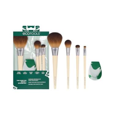Imagem de EcoTools Kit de pincéis e esponja de maquiagem Core Five, para sombra, blush, bronzeador, delineador e base, esponja de mistura de maquiagem para produtos líquidos e cremes, pincéis