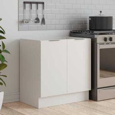 Imagem de Balcão 2 Portas 80cm sem Tampo com Rodapé Puxador 150mm Ipanema CabeCasa MadeiraMadeira Branco