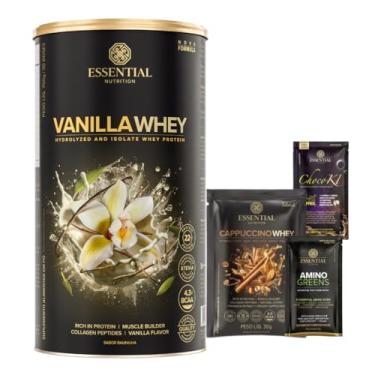 Imagem de Vanilla Whey Lata 750g Essential Nutrition + 4 Amostras Sortidas