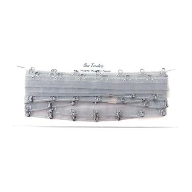 Imagem de SEW TRENDZ Par de 2 jardas de tecido de malha de organza transparente 1,9 cm (3/10.2 cm) espaçamento prata metal borda cordão acabamento espartilho lingerie costura - cinza claro-2 anos,