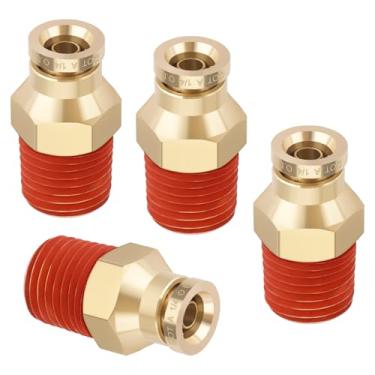 Imagem de Boeray Conexões de conexão rápida de 1/10.2 cm União de latão com junta reta aprovada pelo DOT tubo de 1/10.2 cm OD x 1/10.2 cm NPT rosca adaptador de linha de ar kit de suspensão a ar para reboques