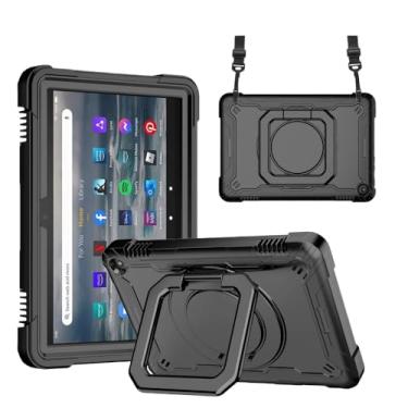 Imagem de Capa para tablet Amazon Fire HD8/HD8 HD 8 Plus 2022 12ª geração para tablet Fire 7 2022 12ª geração à prova de choque (preta, Fire 7 2022)