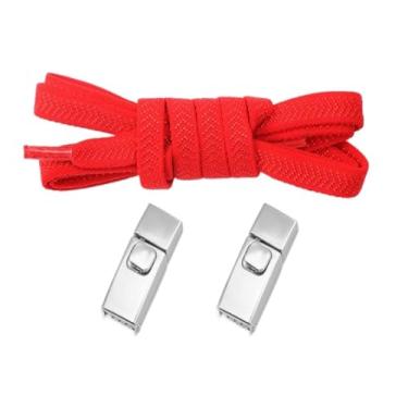 Imagem de Cadarço De Metal Elástico Para Crianças E Adultos, Cadarço Largo Sem Cadarço, Cadarço Para Sapatos, Tênis Para Crianças, Cadarço Para Sapatos(Red)