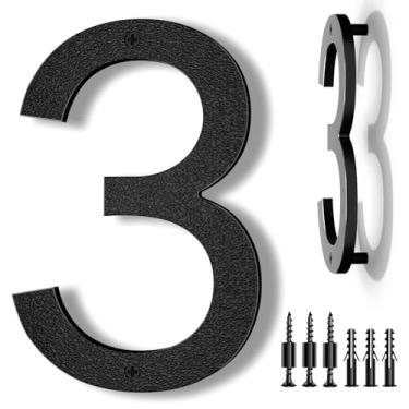 Imagem de IVERRA Números grandes flutuantes de 20 cm, número de casa moderno preto para uso externo, números de endereço residencial para portão de garagem ao ar livre Wall Street (3)