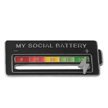 Imagem de Pino de bateria social - Pin de lapela criativo My Social Battery, quantidade de esmalte divertido de pino de eletricidade, EG-004A, Aço inoxidável, não