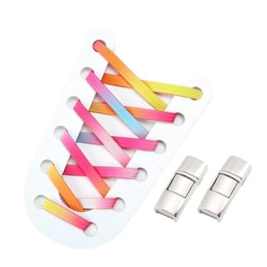 Imagem de Elastic Shoelaces Sneakers Fashion Mix And Match Colors Quick Shoelaces Suitable For All Shoes(Pink rainbow)