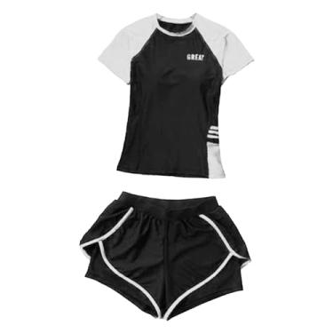 Imagem de UGPLM Conjunto de Biquíni Feminino Estiloso para Atividades Aquáticas, Branco preto, XL