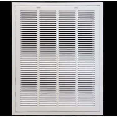 Imagem de Grade de filtro de ar de retorno de aço de 56 cm x 86 cm para filtro de 2,5 cm - abas de plástico fáceis para rosto/porta removíveis - capa de duto HVAC - face plana estampada - branca [dimensões