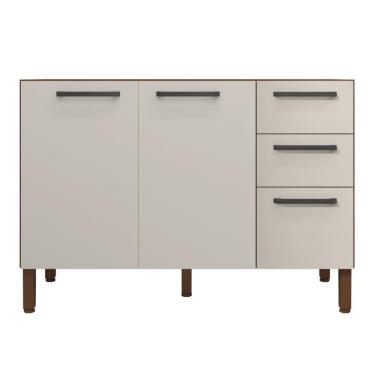 Imagem de Balcão com Tampo e 2 Portas Riga Nogueira Off White