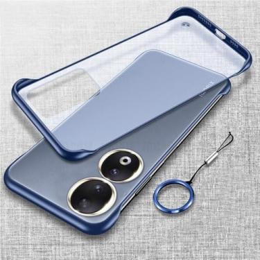 Imagem de Capa de telefone fosca sem moldura para Honor 90 Pro 80 70 60 50 30 20 Pro 80SE 80GT 60SE 30S 50SE capa traseira rígida sem bordas, azul, para Honor 90