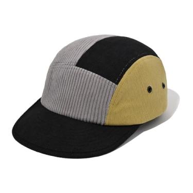 Imagem de Croogo Boné de veludo cotelê com 5 painéis de beisebol casual combinando com cores para papai, boné de aba reta vintage, boné hip hop, boné snapback, M-wbdbh24081-cinza, Tamanho �nica