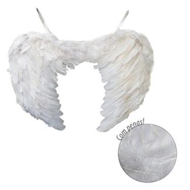 Imagem de Asa de Anjo Branca Penas Cosplay Fantasia Halloween Carnaval - RPires,