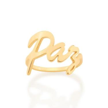 Imagem de Anel banhado ouro 3x 24k 18k e 22k feminino rommanel escrito paz 51294