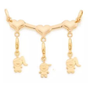 Imagem de Conjunto kit pingente banhado ouro 3x 24k 18k e 22k  feminino rommanel