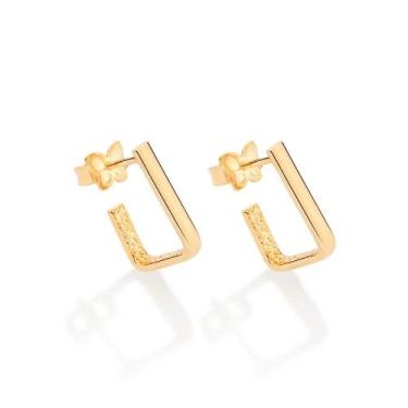 Imagem de Brincos banhado ouro 3x 24k 18k e 22k femininos pequenos argola retang