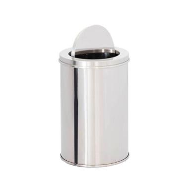 Imagem de LIXEIRA DE AÇO INOX 30X85 60 LITROS Com Tampa Meia Esfera - JJ Comérci