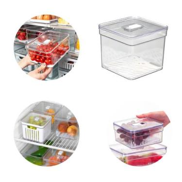 Imagem de Organizador de Geladeira 2,8 Litros Pote Tampa Alimentos Frutas Verdur