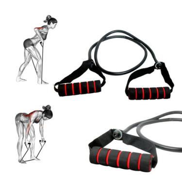 Imagem de Corda elástica de treino muscular preta 1,20m com puxadores - DASSHAUS