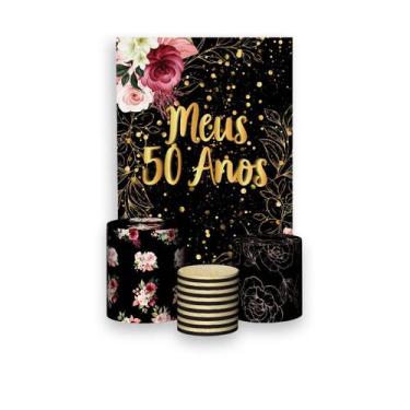 Imagem de Painel De Festa Vertical 1,50 x 2,20 + Trio De Capas Cilindro - Meus 5