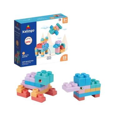 Imagem de Brinquedo Infantil Blocos de Montar Macio Soft BIG 33 Peças Xalingo - 