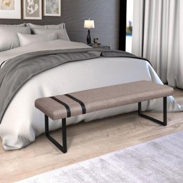 Imagem de Banco Ares com Pés de Ferro Linho Bege 130cm - Loja Tigo, Banco Indust